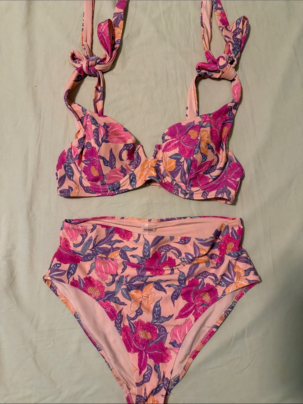 Old Navy Pink Floral Underwire High-Waist Bikini